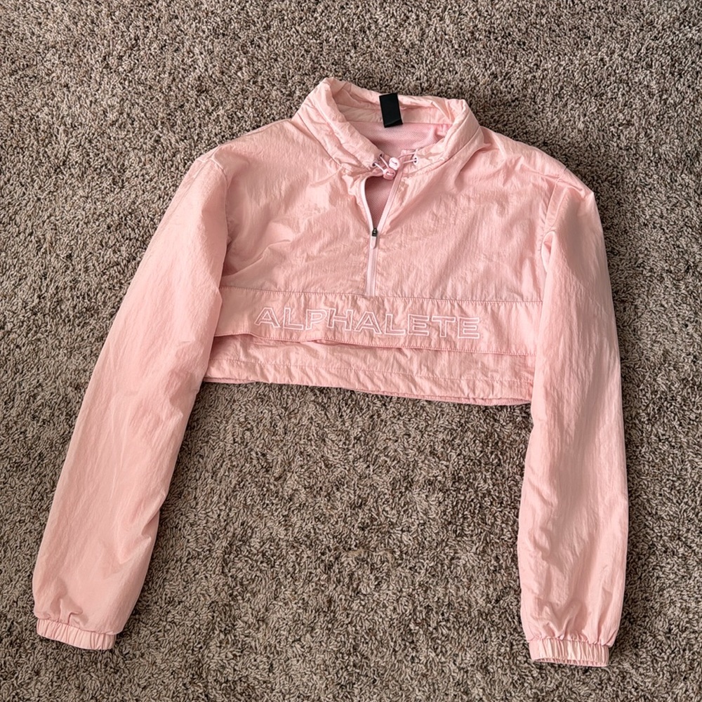 Pink Alphalete Cropped Light Weight Jacket
